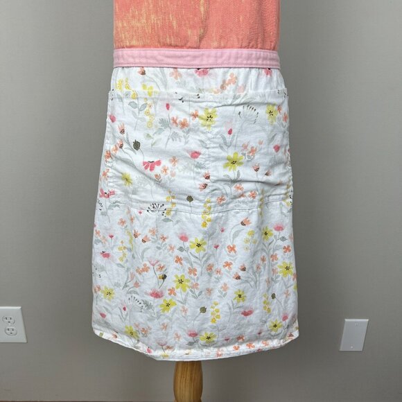 Williams Sonoma Apron Orange Pink White Floral 100%‎ Cotton Tie Back Made in USA - Picture 4 of 15